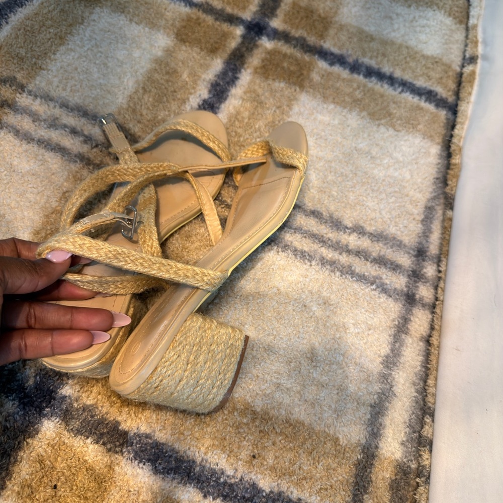 Wild Diva Tan Espadrille Heel Sandals